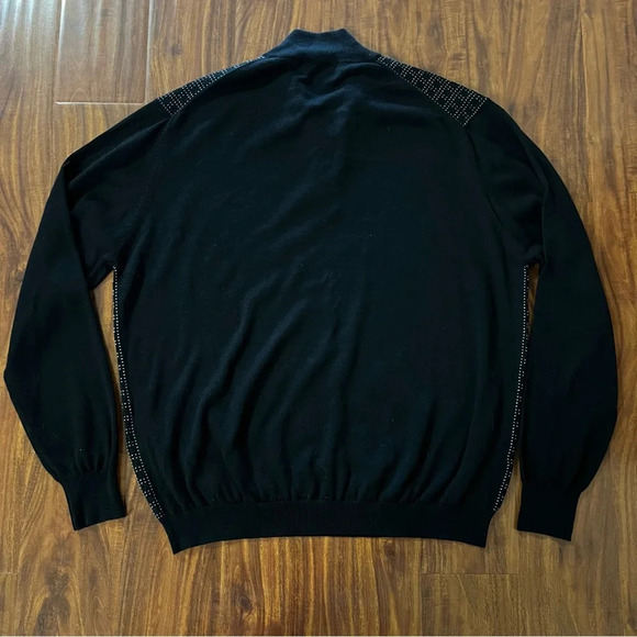 Toscano Mens Merino Wool Blend Quarter Zip Sweater Black Size XL - Picture 9 of 9